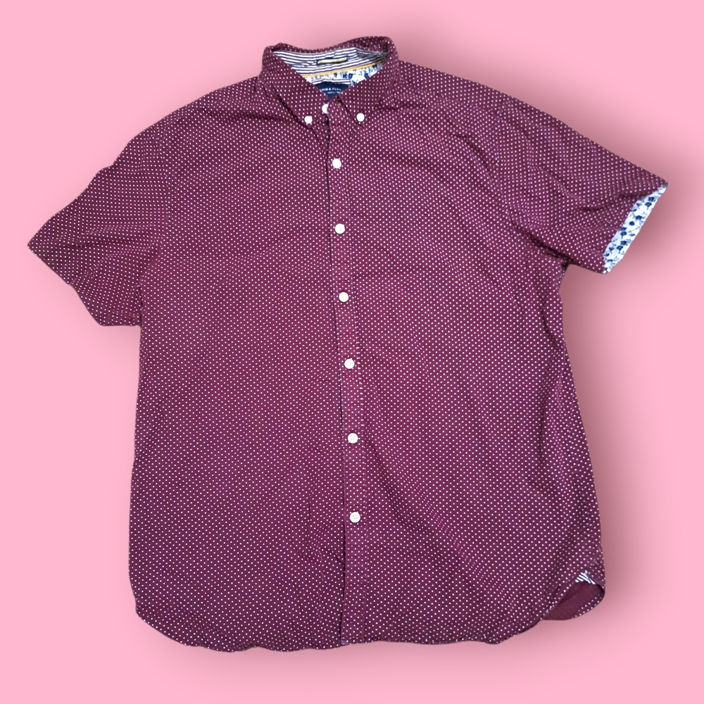 Denim & Flower Burgundy Polka Dot Casual Shirt